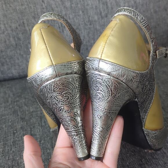 Modern Vintage Heels Antique Steampunk Pumps Silver Paisley Women's EU 38.5 - Picture 4 of 8